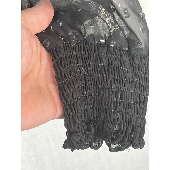 Lauren Conrad dark floral sheer overlaid top size L, EUC - Picture 5 of 13